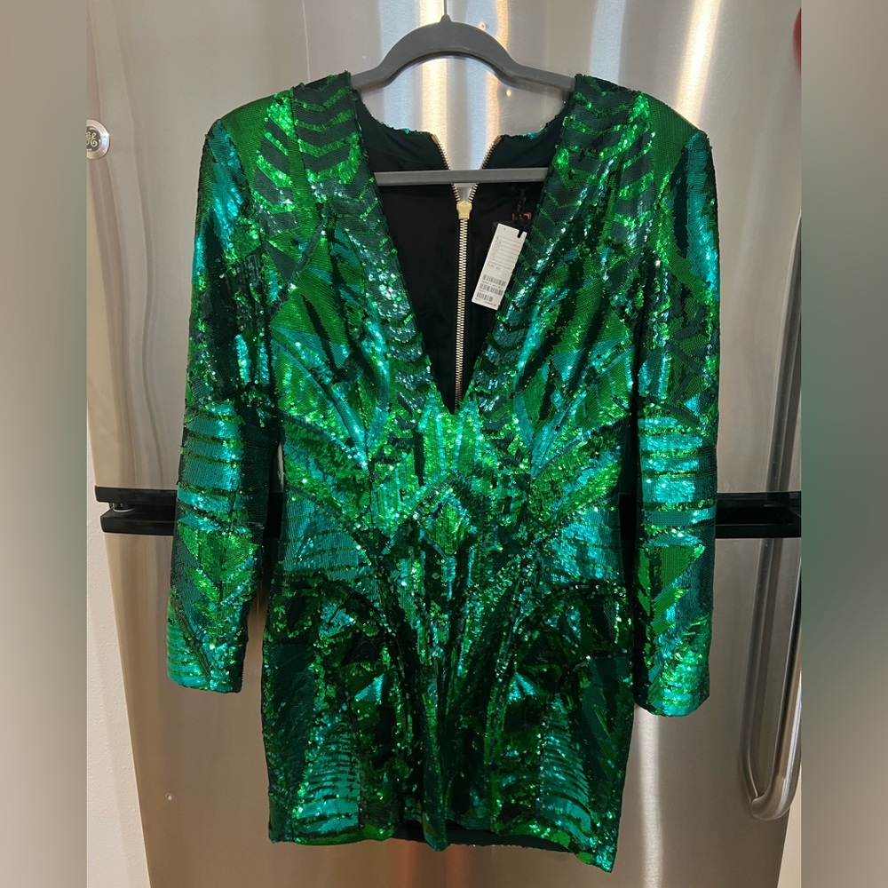 NWT BALMAIN X H&M sequin embroided dress